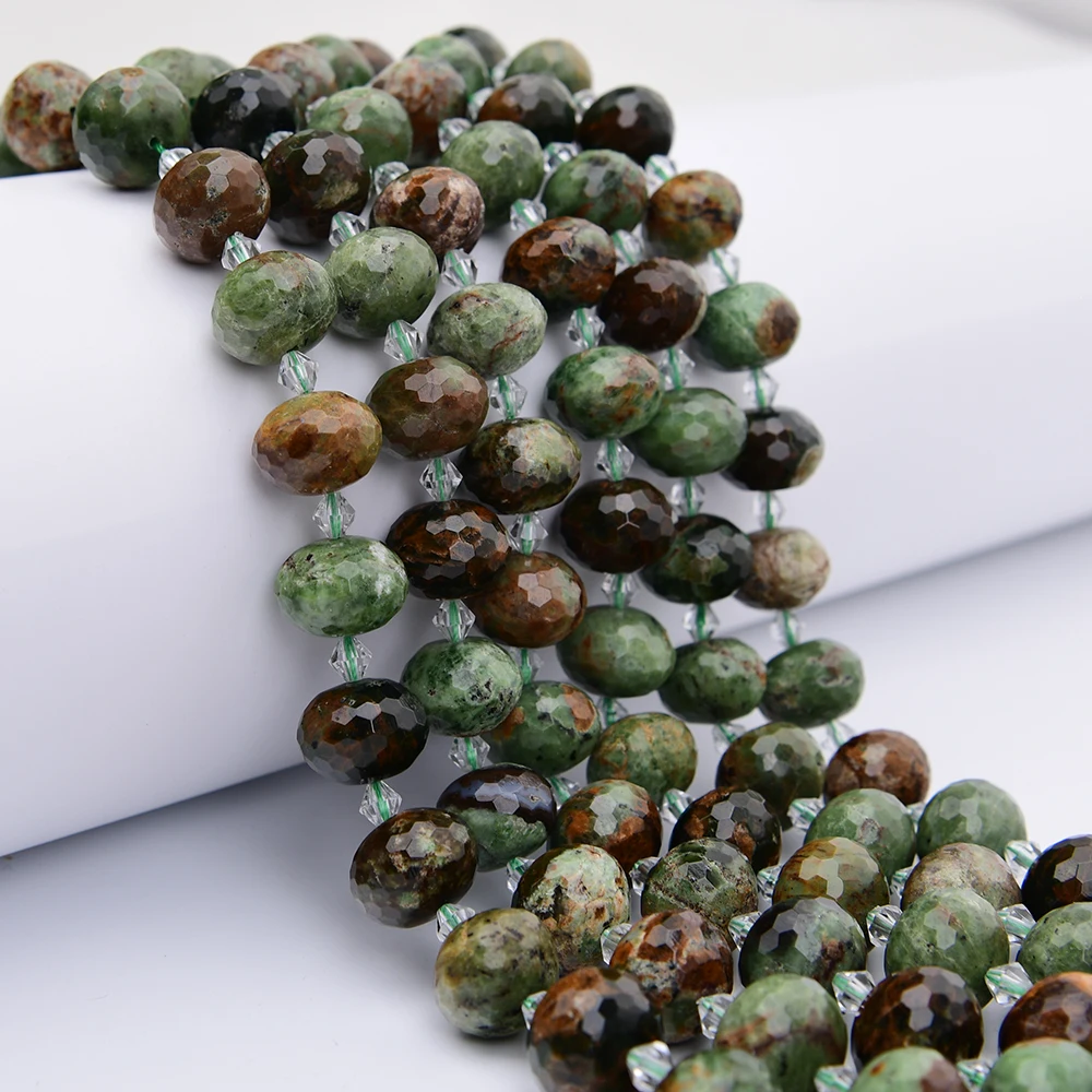 

APDGG Big Size 13x18mm Natural Green Opal Faceted Abacus Shaped Nugget Loose Beads 15'' Strand Jewelry Making DIY