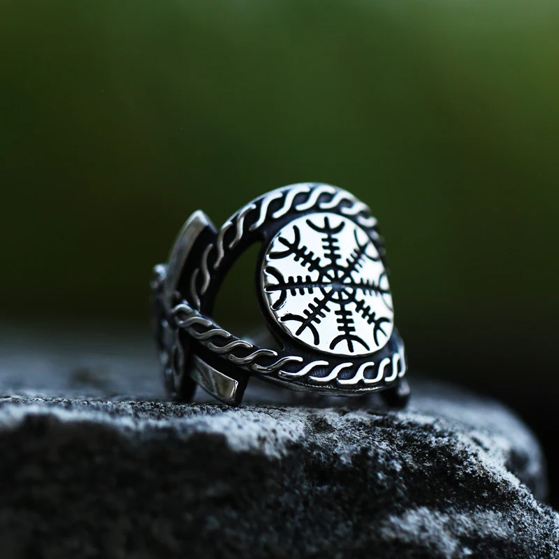 Beier 316L Stainless steel nose viking men ring Norse Amulet Pagan Odin Amulet Vegvisir scandinavian fashion jewelry BR8-751