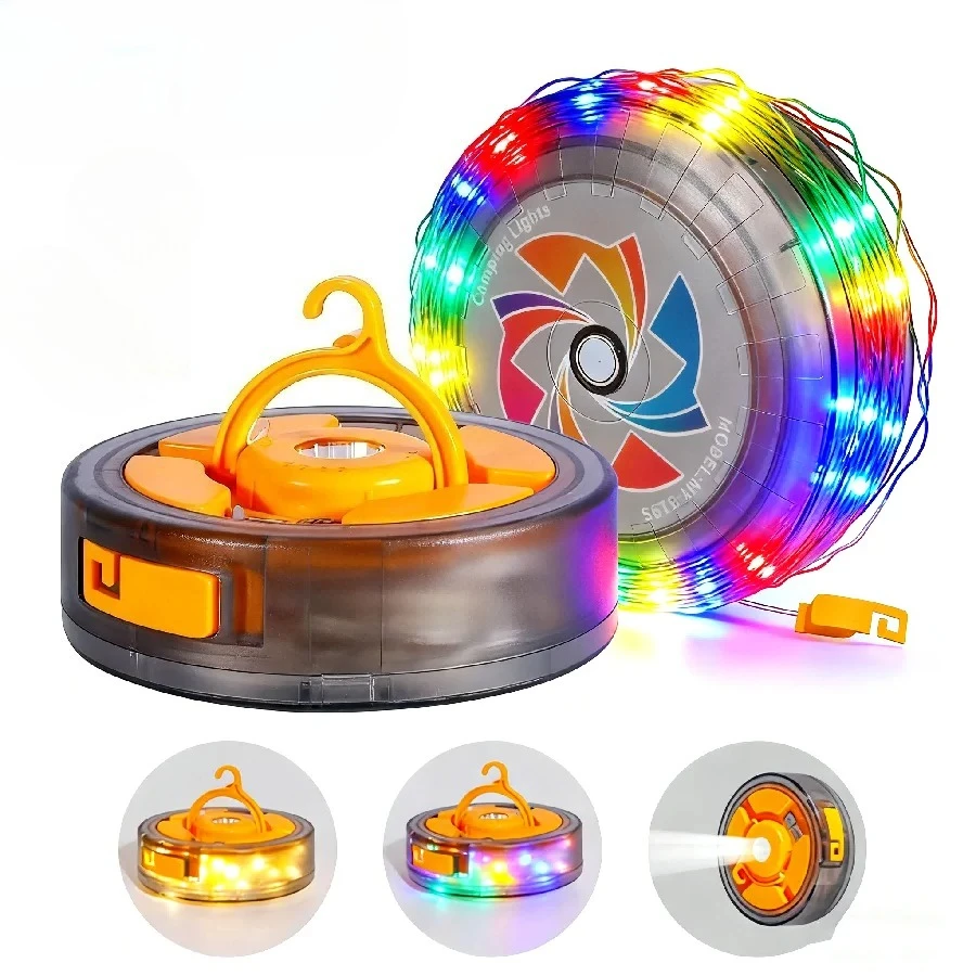 

1500 мАч RGB перерабатываемый светильник для кемпинга, теплая атмосфера, гирлянда для уличной палатки, декоративная осветительная лента