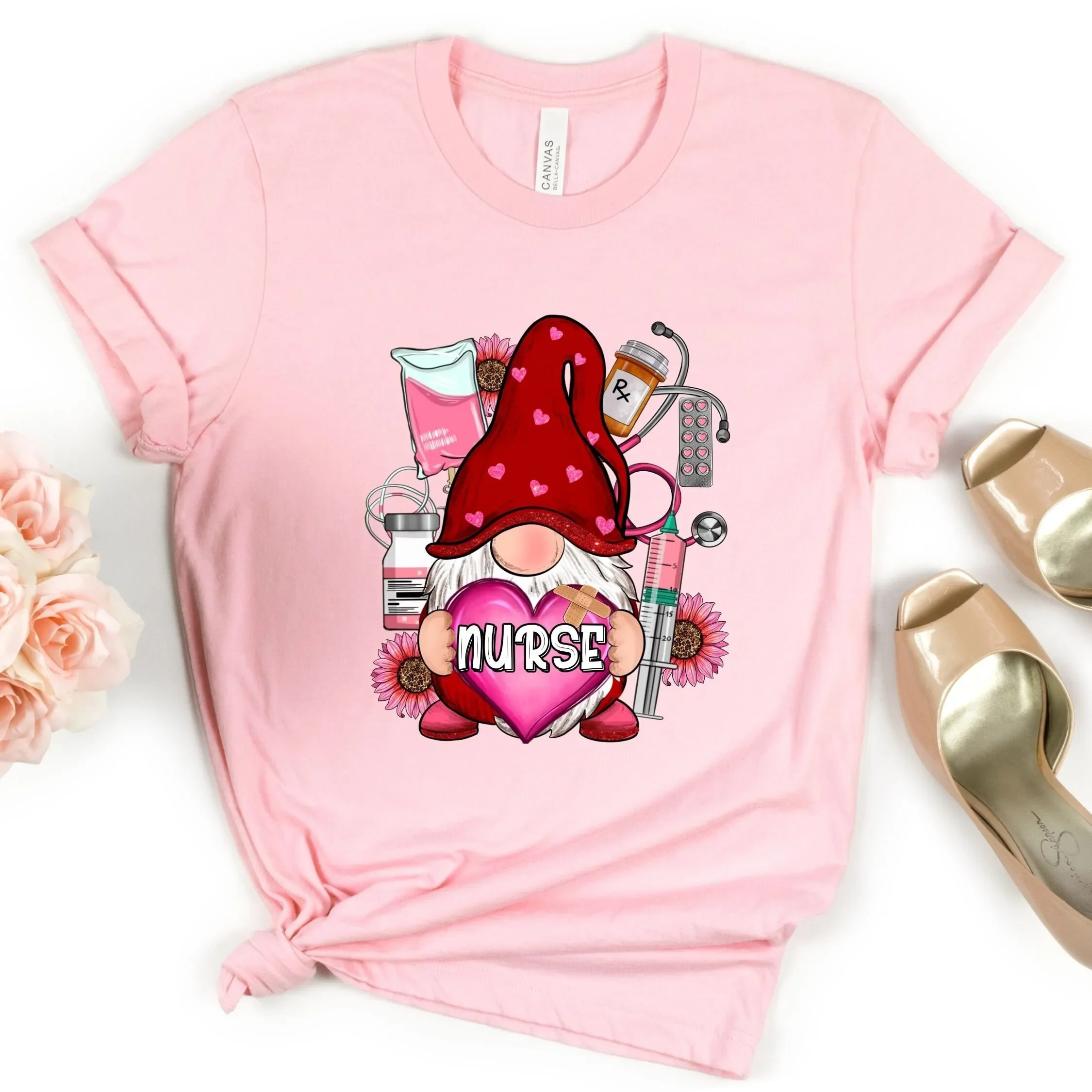 Nurse Gnome T Shirt Conversation Hearts Cute Valentine Funny For