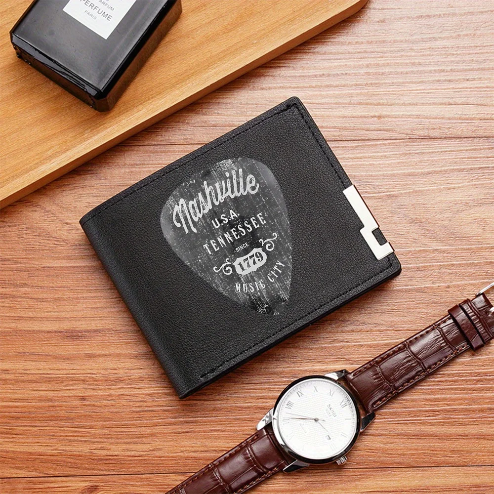 Nashville Tennessee Music City Guitar Pick Men's Wallet Printing Design Simple Modern Stylish Business Father's Boyfriend's Chri