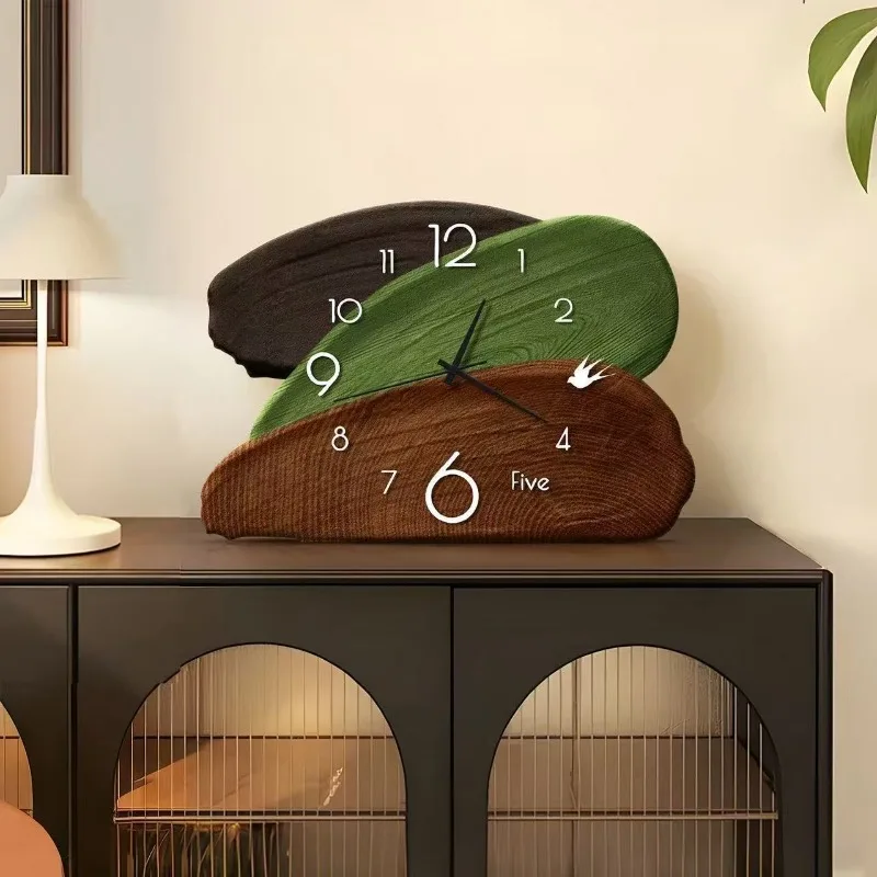 Vintage Desktop Clock Ornament Silent Table Clock Creative Art Decor Clock For Living Room Home Decoration