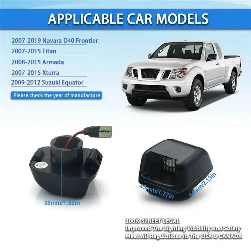 Car LED License Plate Light Tag Lamp Assembly Replacement Pair For Nissan Frontier Titan Armada Xterra Suzuki Equator