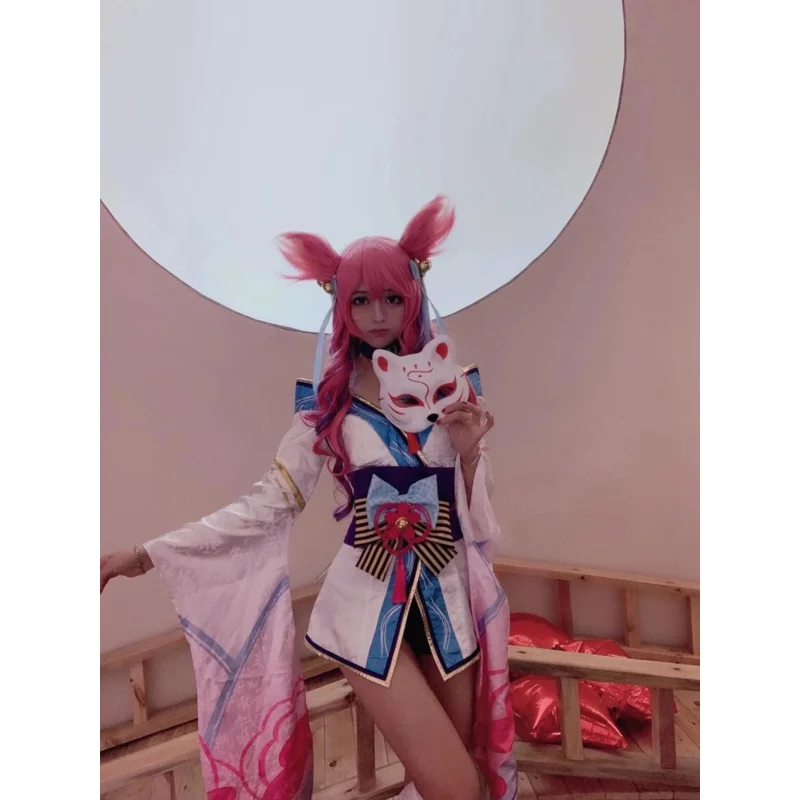 Anime Game Spirit Blossom Ahri Cosplay para Mulheres, KDA Cosplay, Peruca Cauda, Sapatos, Halloween Party, Role Play, Roupas de Carnaval