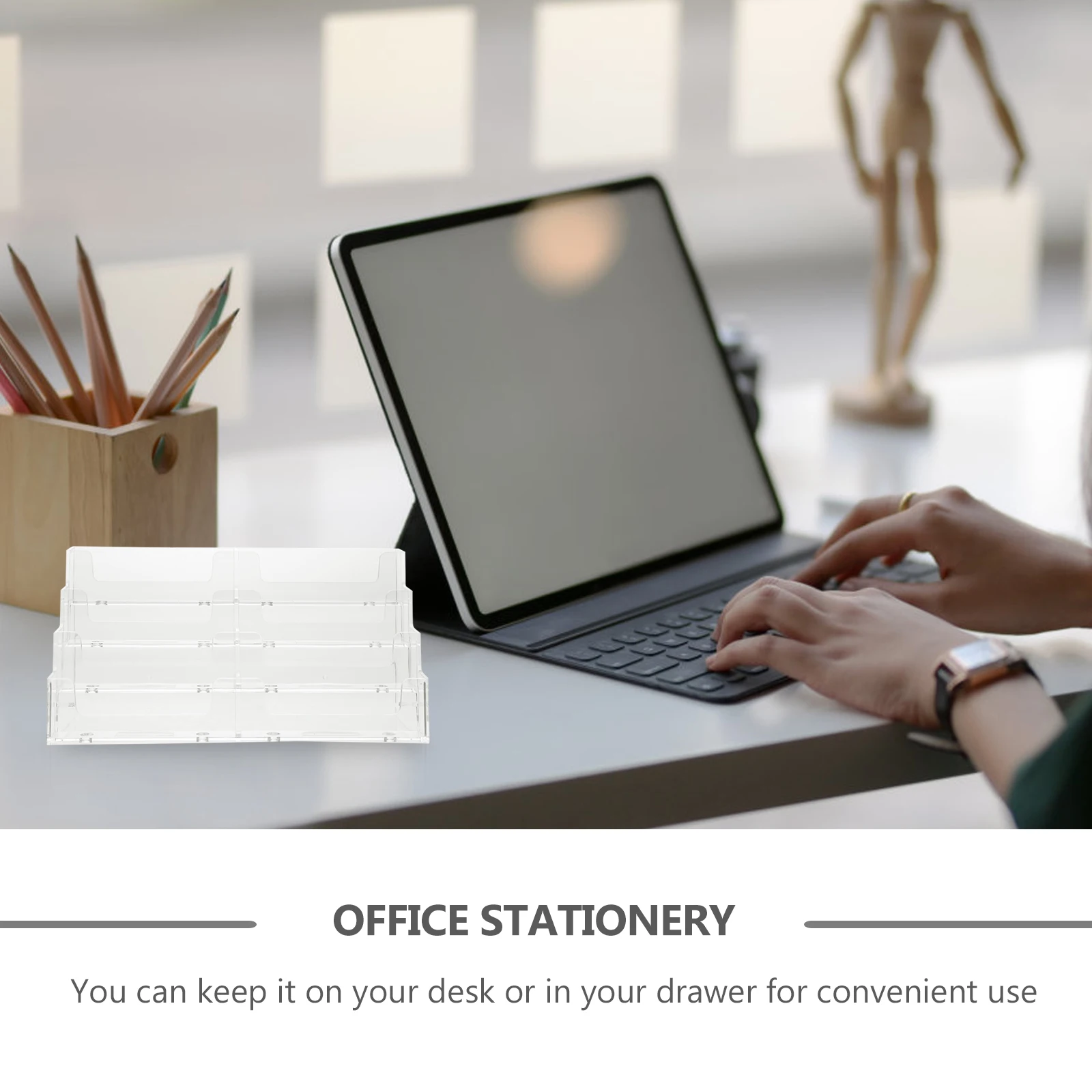 1 قطعة علبة الأعمال صندوق تخزين الجدول الشفاف للملاحظات صور المذكرات درج مكتب منظم استخدام حامل الاسم
