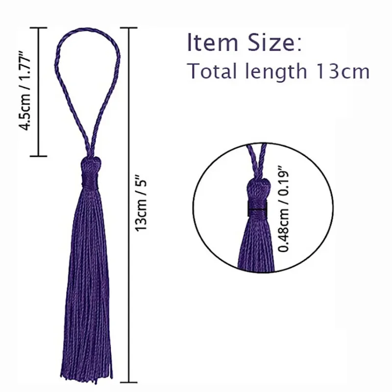 100Pcs 13cm Polyester Silk Tassel Fringe Hanging Spike Crafts DIY Jewelry Making Clothing Bookmark Pendant Decoration