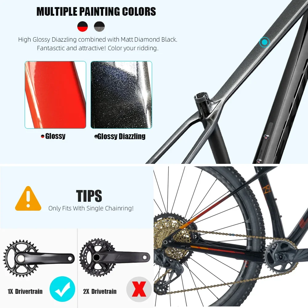 ليكسون كامل الكربون الجبلية الإطار 29er Bicicletas دراجة جبلية Hardtail T1000 29 142*12 أو 148*12 مللي متر دفعة الدراجات إطارات الدراجة #5