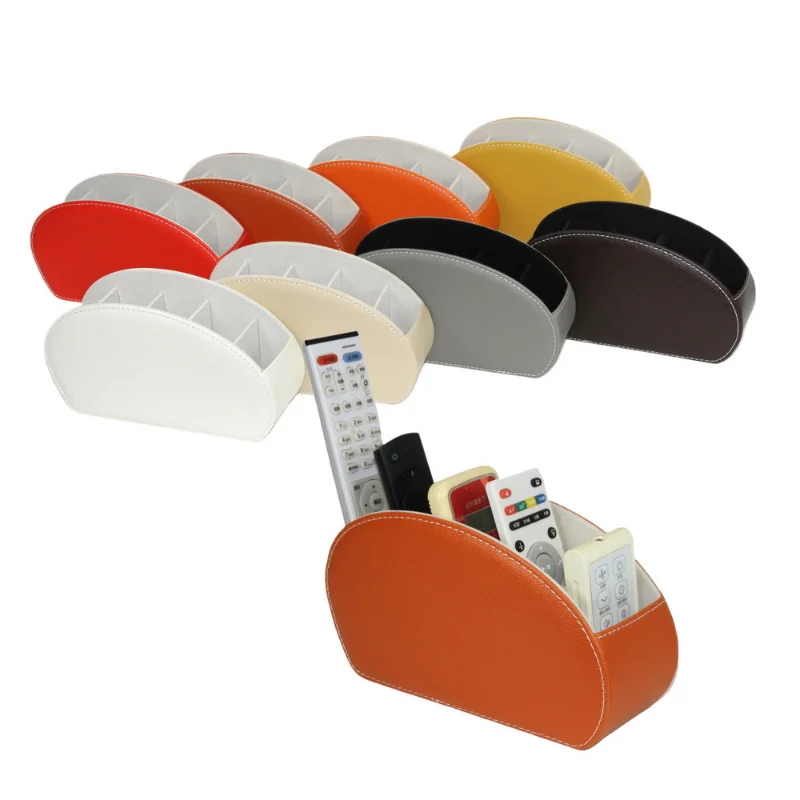 Leather Multi-Functional Storage Box for Remote Control Office Cosmetic Organizer Jewelry Accessories Packaging
