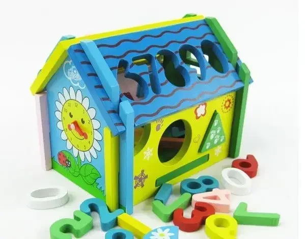 

Digital Kai Chi House Shape cognitive wisdom Wooden disassembly assembly block Children wooden felt education toy gift