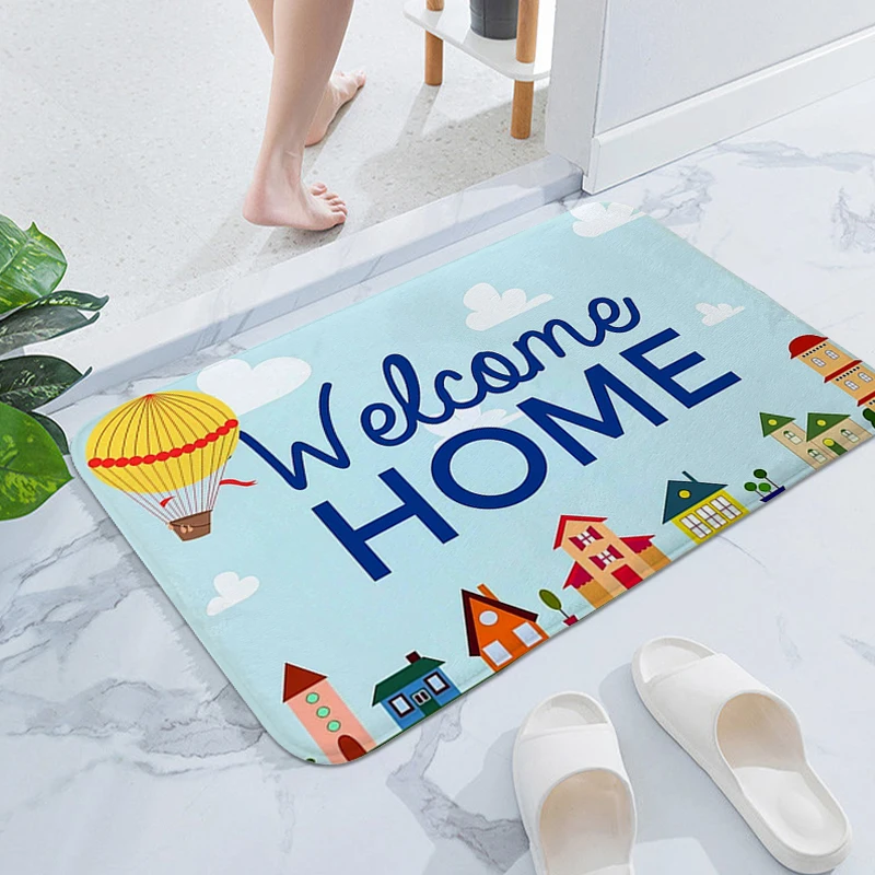 

Welcome Home Mat Non-slip Custom Doormat Entrance Door Bathroom Kitchen Living Room Rug Hallway Room Floor Carpet Slip-resistant