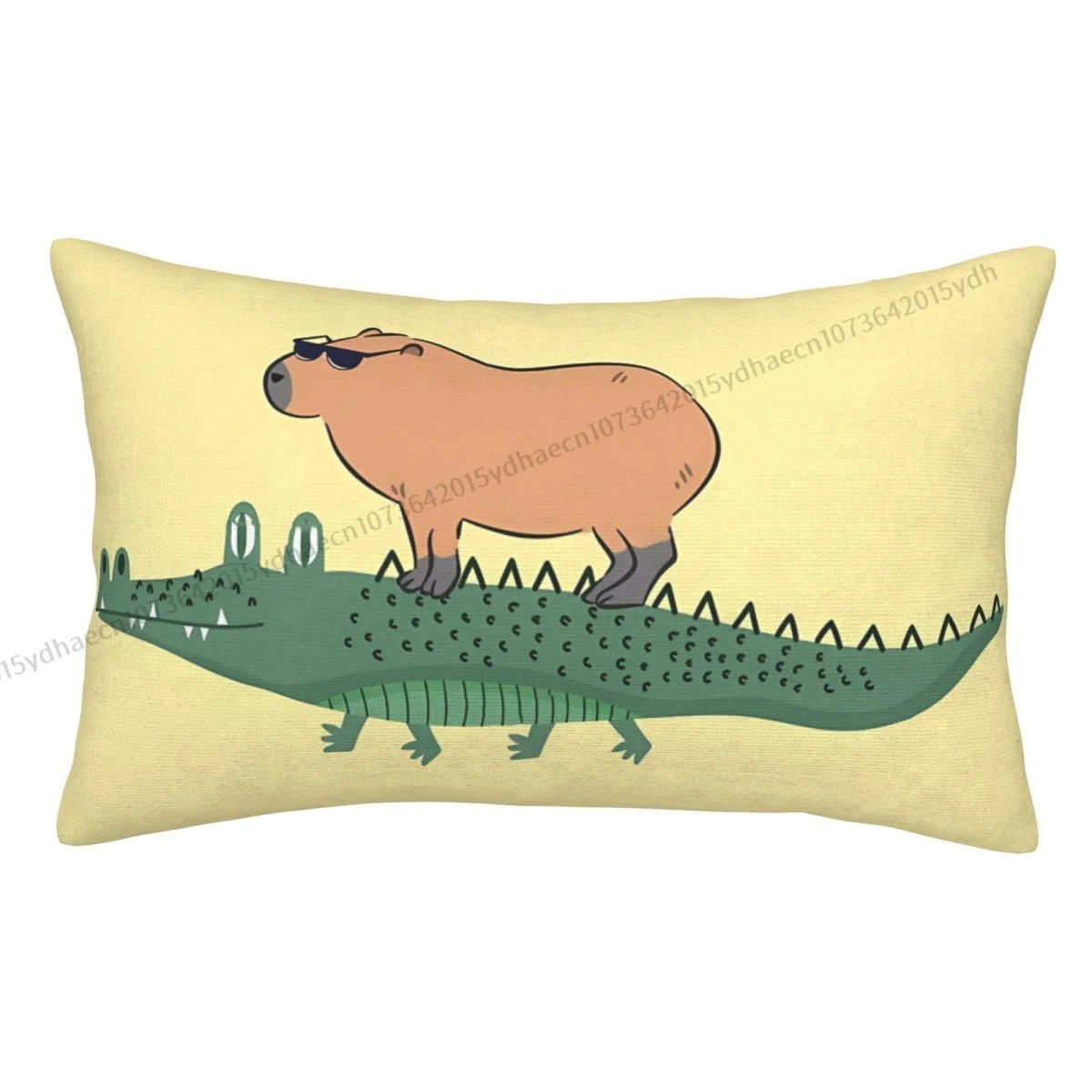 Capybara Riding On A Crocodile Pillow Case Cushion Covers Home Sofa Chair Decorative Backpack Covers