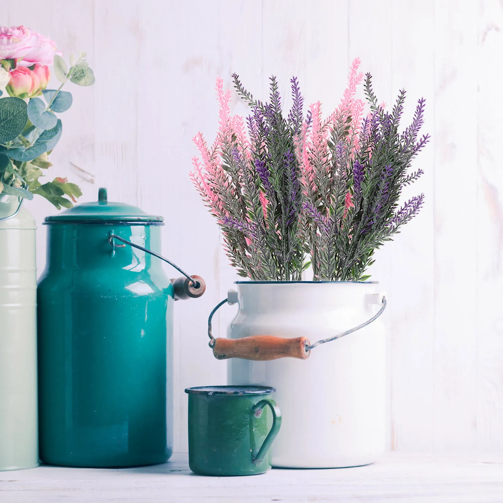 

8Pcs Artificial Lavender Bouquets Realistic Simulation Purple Flowers Fake Plants Wedding Bride Vase Filler Home Office Garden