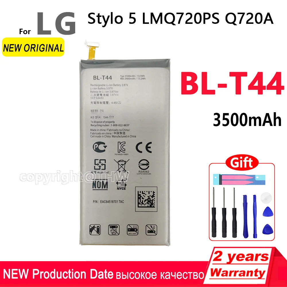 

100% Original 3500mAh BL-T44 New Battery For LG Stylo 5 LMQ720PS Q720A Phone Batteries With Tools+Tracking number