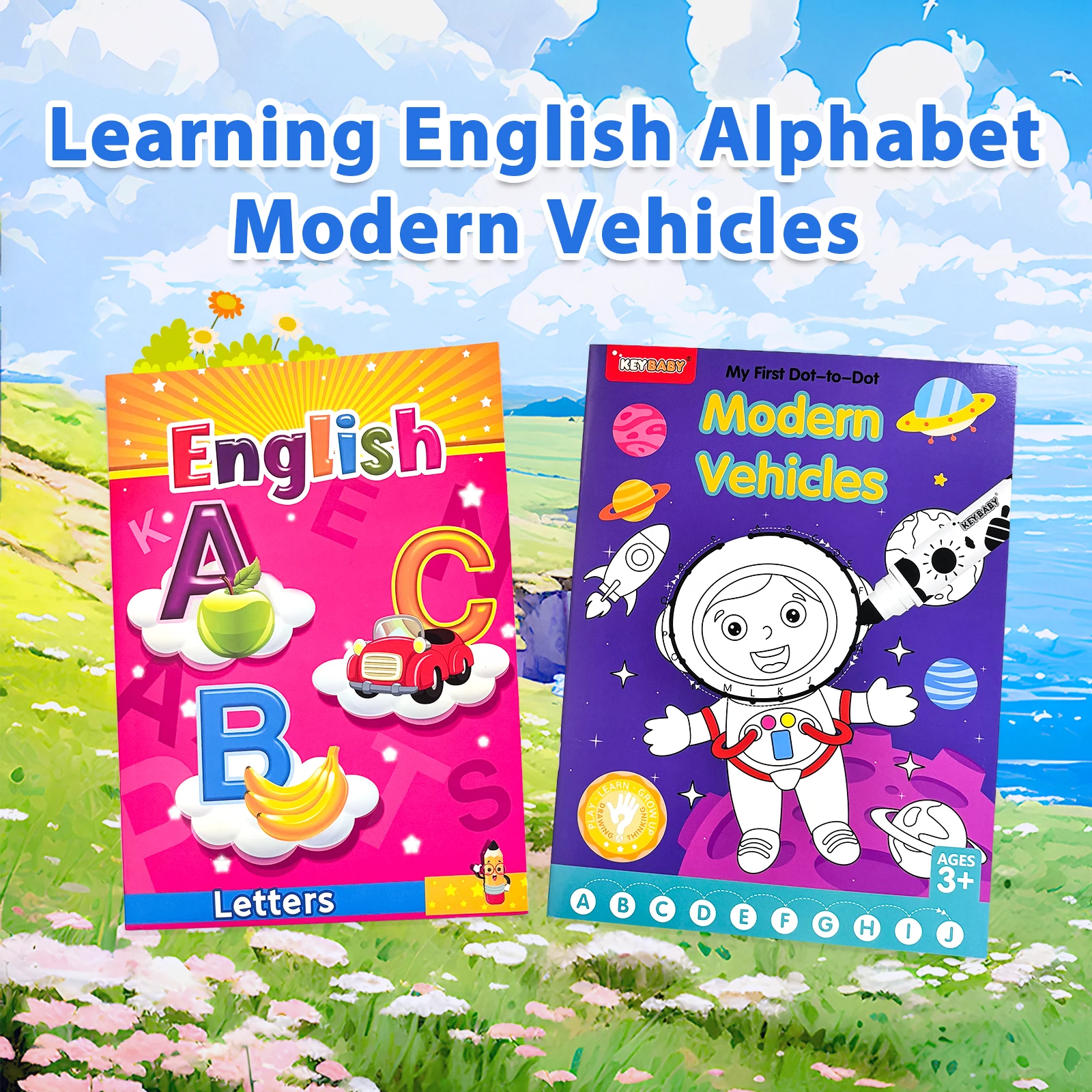 Kids English Alphabet And Modern Vehicles Dot-to-Dot Set - an Early Learning Educational Activity Book