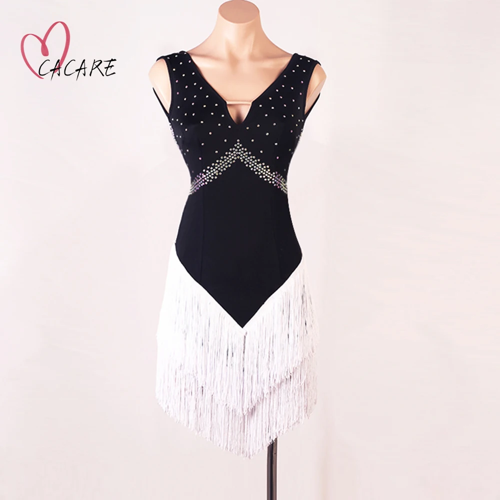 

CACARE Latin Dance Dress Fringed Women Girls Salsa Dance Clothes Practice Modern Competition Dancing Dresses Customize D1255