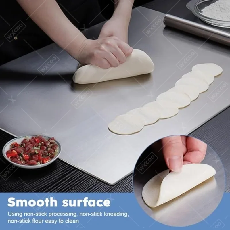 Light TOP Stainless Steel Cutting Board Food Grade Heavy Duty Chopping Boards Anti-Slip Kitchen 304 Steel Boards for Meat Bread