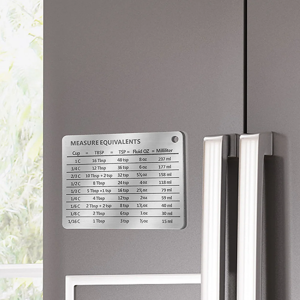 

Stainless Steel Baking Conversion Chart Magnetic Kitchen Measure Equivalent Chart Easy to Read Home Accessory
