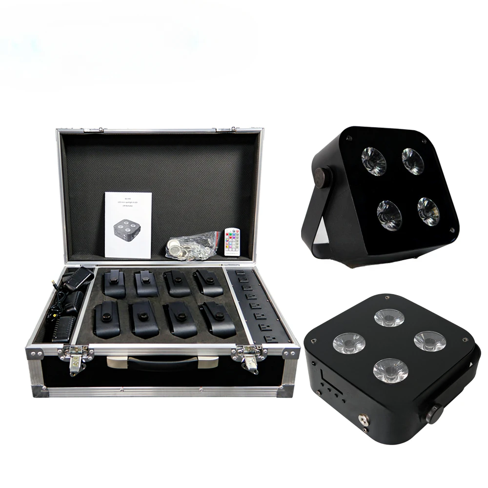 

8pcs with a case IR4 mini uplights 4X12W Spotlight 4 LED Hex Up-lights with Wireless DMX&IR Remote for wedding party DJS