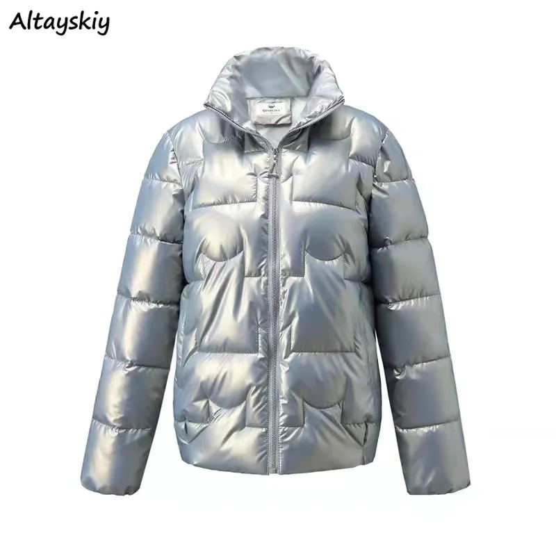 Short Parkas Women Stand Collar Slim Korean Fashion Elegant Ladies Simple Leisure All-match Solid Winter Outwear Stylish 5XL