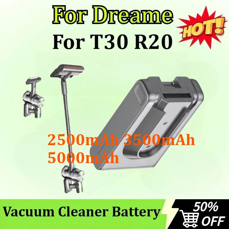 

New Battery Pack 29.6V 2500-5000mAh Rechargeable Battery for Dreame T30 R20 Cordless Vacuum Cleaner Removable Cordless Extra