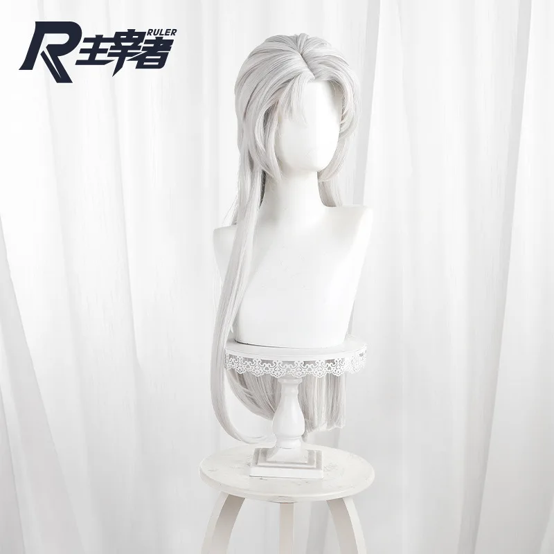 게임 아이덴티티 V 미치코 코스프레 가발 긴 은백색 머리 할로윈 파티 역할 놀이 가발 + 무료 모자