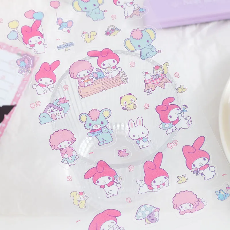 Sanrio POMPOMOURIN KUROMI MY MELODY Cartoon Graffiti Sticker Tablet DIY Sticker Tablet Cinnamon Roll Cartoon Decoration Sticker