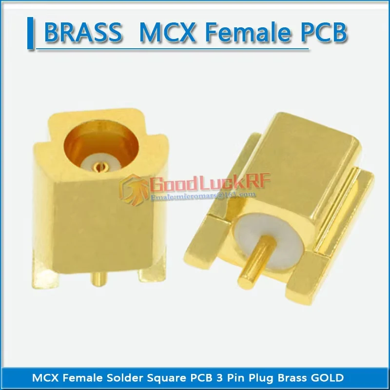 MCX Female Solder PCB PC Board Edge Surface Mount 3 Pin type Plug GOLD Plated Brass PTFE MCX Socket RF Connector