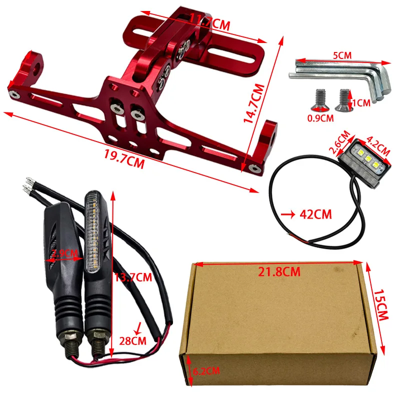 

Motorcycle CNC license plate holder with turn signal set, rear license plate bracket for motorcycles, modified motorcycle parts
