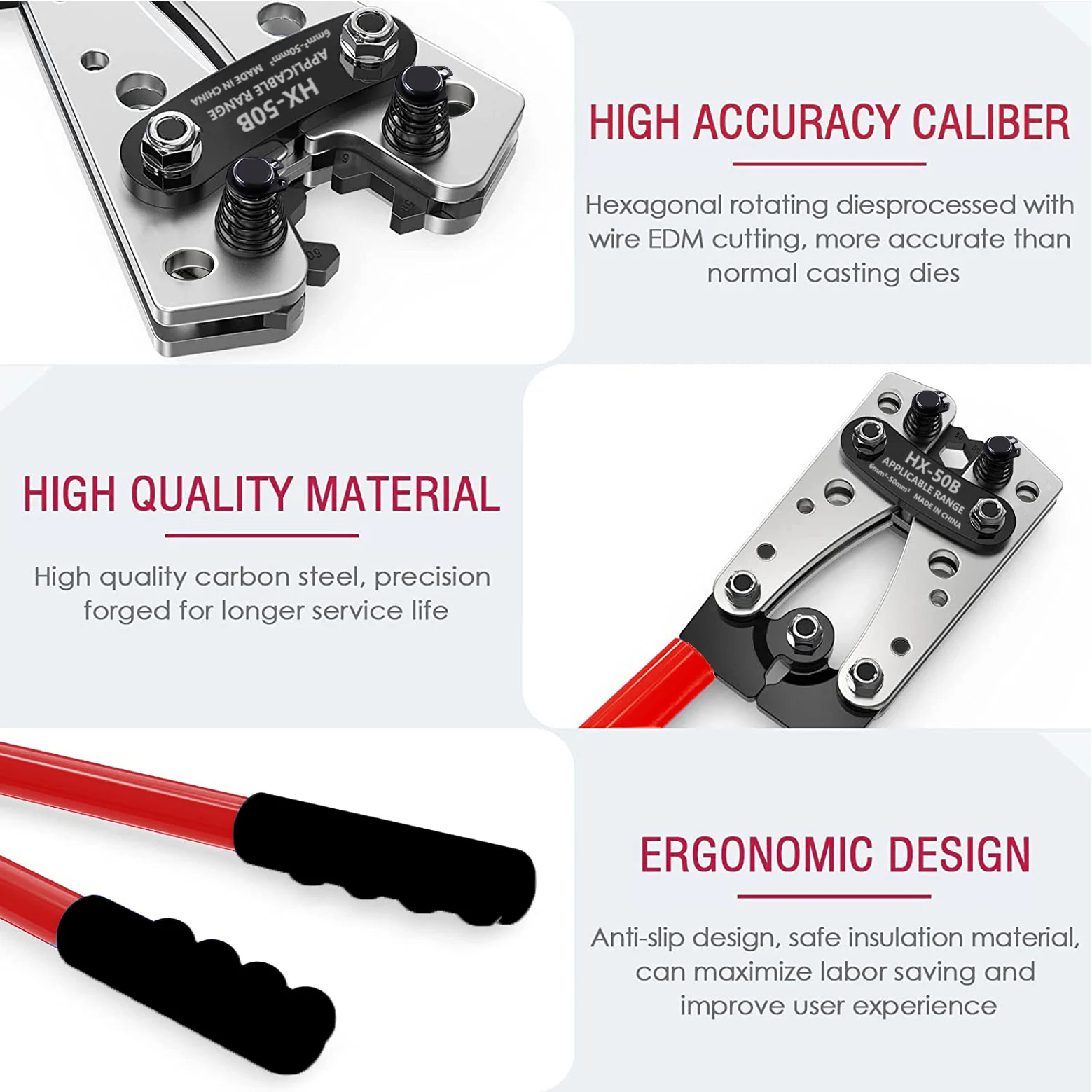 HX-50B Batterie Kabels chuh Crimp zange Kit mit Kabels ch neider und Kupfers chuhe Sortiment Schrumpf schlauch Draht Crimper Werkzeug