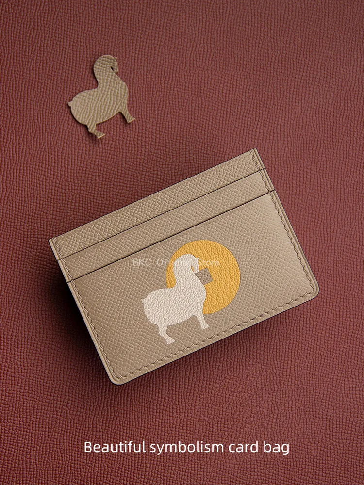 Luxury Handcrafted Goat Leather ultra-thin Card Holder Wallet, Saddle Stitch Inlay, Multi-Function Travel Gift for Men & Women