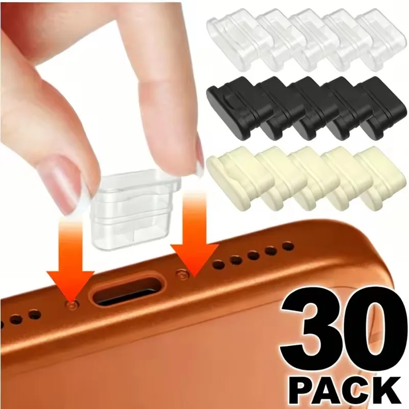 Universal Type-C Dust Plug Soft Silicone Anti-dust Charging Ports Protectors USB C Dust Cover for IPhone Samsung Laptop Google