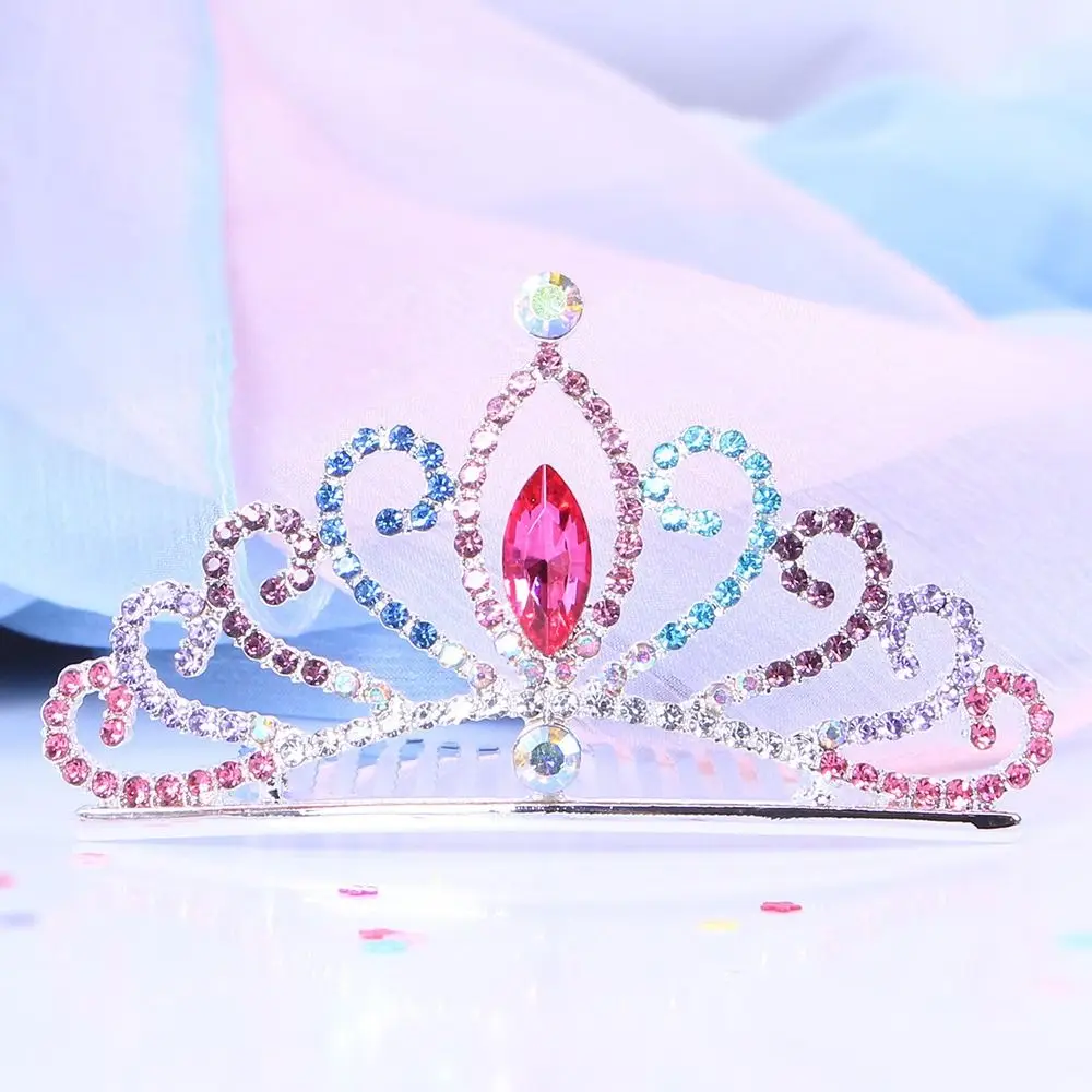 Hair Accessories Birthday Gifts Cosplay Pros Princess Aisha Tiaras Crystal Crowns Children Girls Hair Comb Rhinestone Hairpin