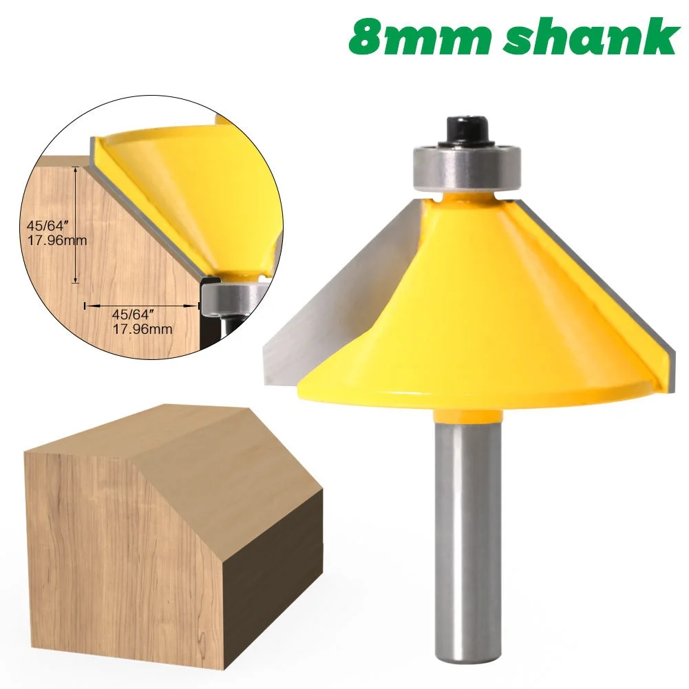 1pc 8mm Shank High Quality Large 45 Degree Chamfer & Bevel Edging Router Bit Wood Cutting Tool woodworking router bits