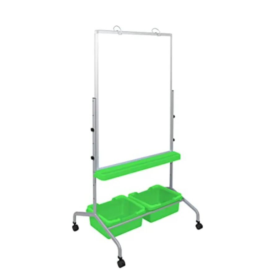 

Stand Up Desk Store Mobile Whiteboard and Flipchart Easel with Storage Bins and Chart Hooks