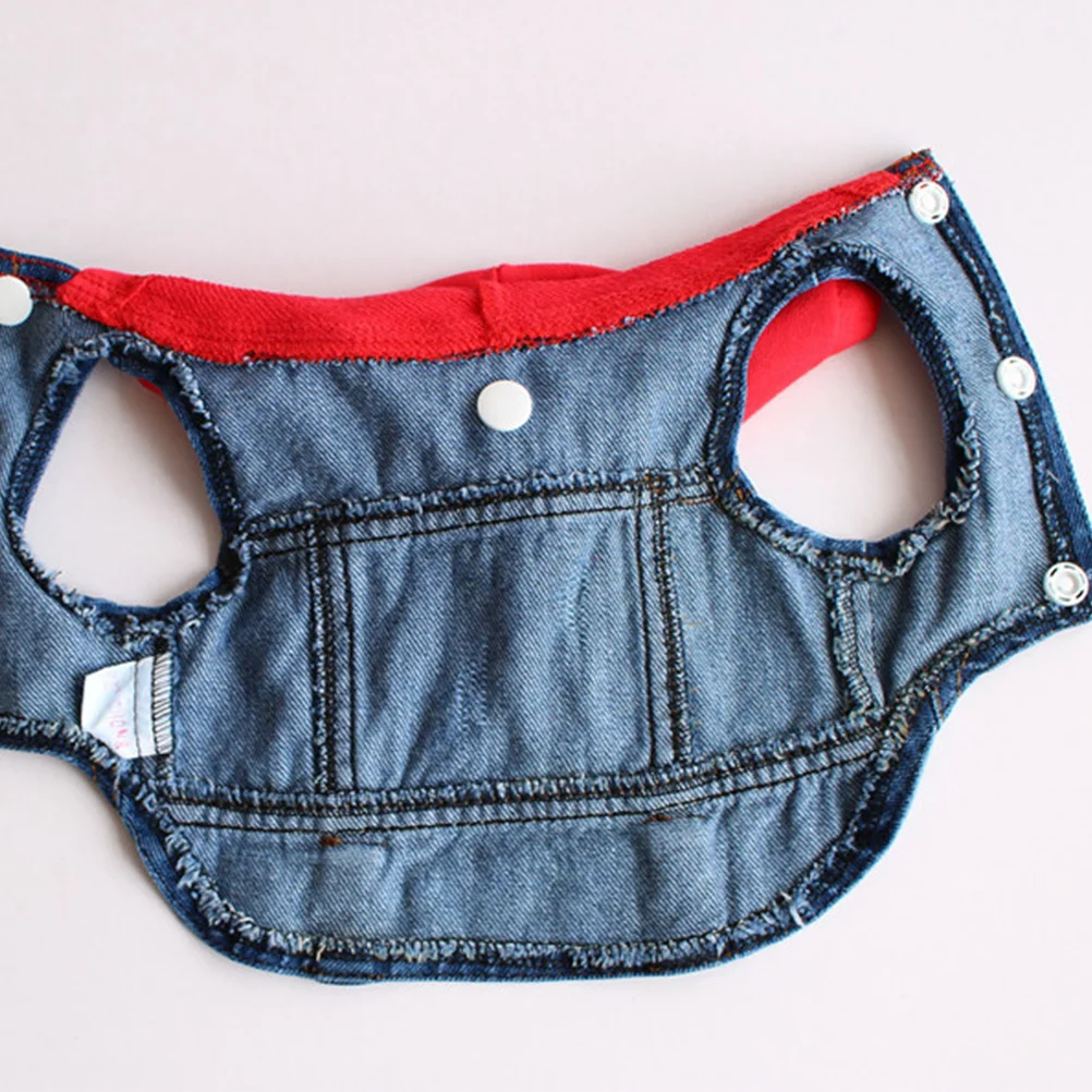 

Pet Vest Denim Jacket For Dogs Chihuahua Poodle Puppy Bulldog Yorkie Four Seasons Retro Style Lapel Collar Button Closure