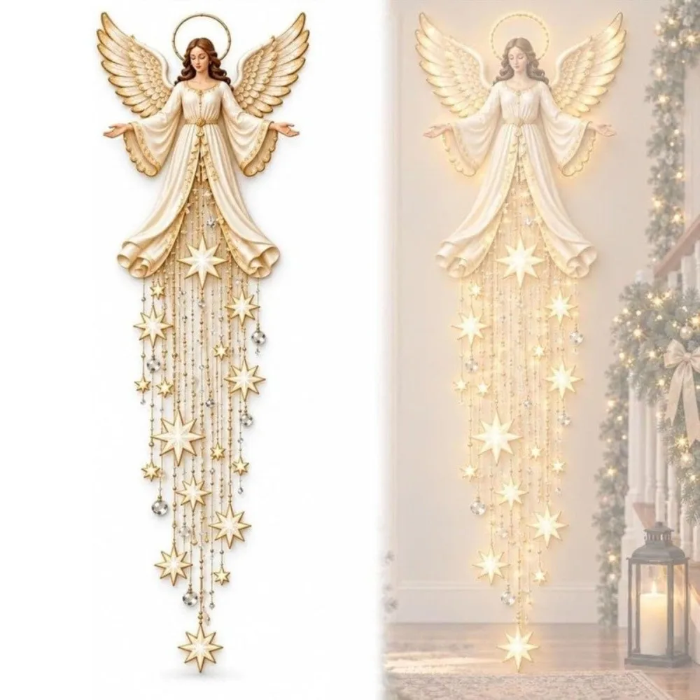 Glowing Angel Blessing Starfall Wall Light LED Light Hanging Starglow Cascading Christmas Angel Light