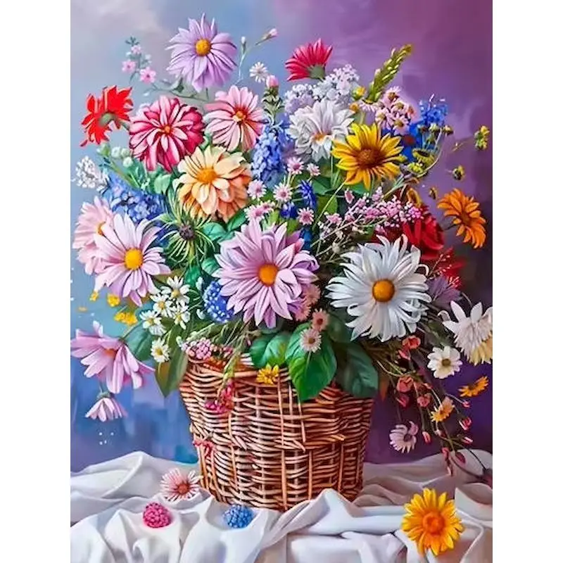 

GATYZTORY Flower Basket Paint By Numbers On canvas Pictures By Numbers Scenery Craft Supplies Unique Gift Diy Idea