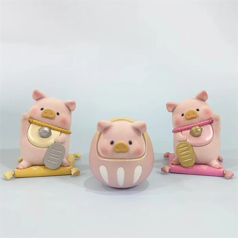 LuLu the Piggy Lucky Cat ＆ Daruma LULU Pig 52TOYS Action Figure Dolls Toys Christmas Gifts for Children Girls Room Decoration