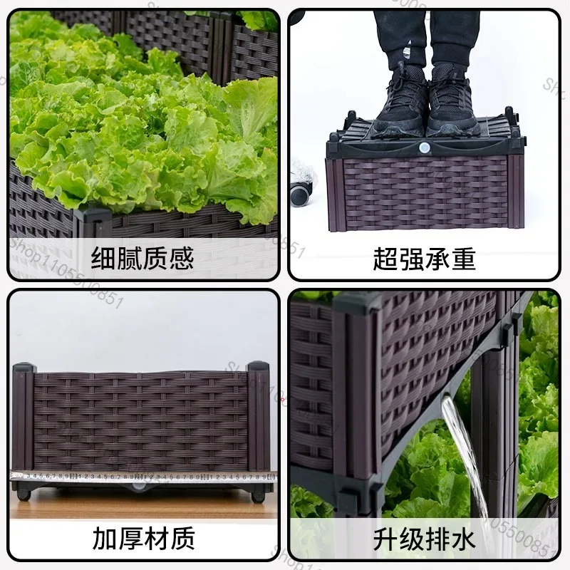 Plastic Raised Garden Bed with Legs Raised Bed with Drainage Holes Propagation Box for Patio Flower Fruit Herb Vegetable Growing