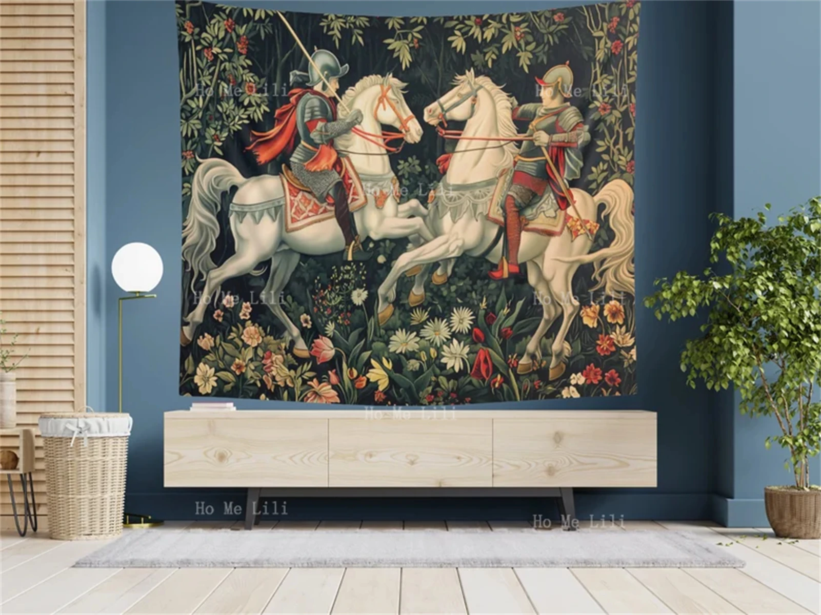 Medieval Wall Hanging Lancelot Knight Vintage Tapestry Aesthetic
