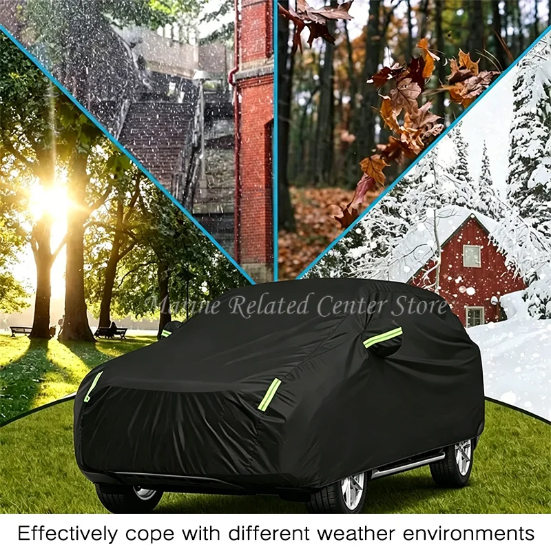 190T Full Car Cover for SUV Cover Universal Rain Snow All Weather Protection Waterproof Dustproof Black Covers Cars Accessories