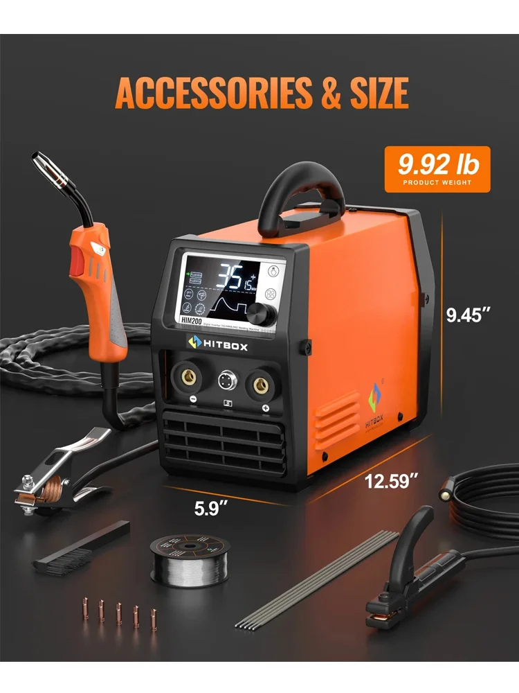 HITBOX Lasmachine Lift TIG MMA 3 in 1 HIM200 Gas afgeschermd MIG Gasloos Enkele spanning 220V Ondersteunt het gebruik van tekenpistolen - afbeelding 2