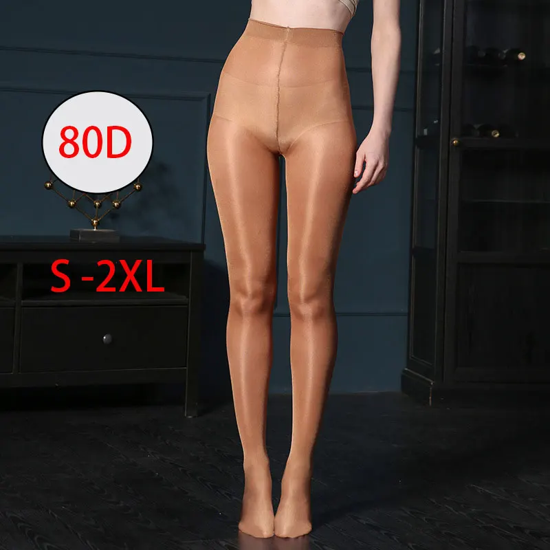 S M L XL 2XL Choose 80D Women Slim Shaping Tights Shiny Oil Glossy Yoga Dance Practice Pantyhose