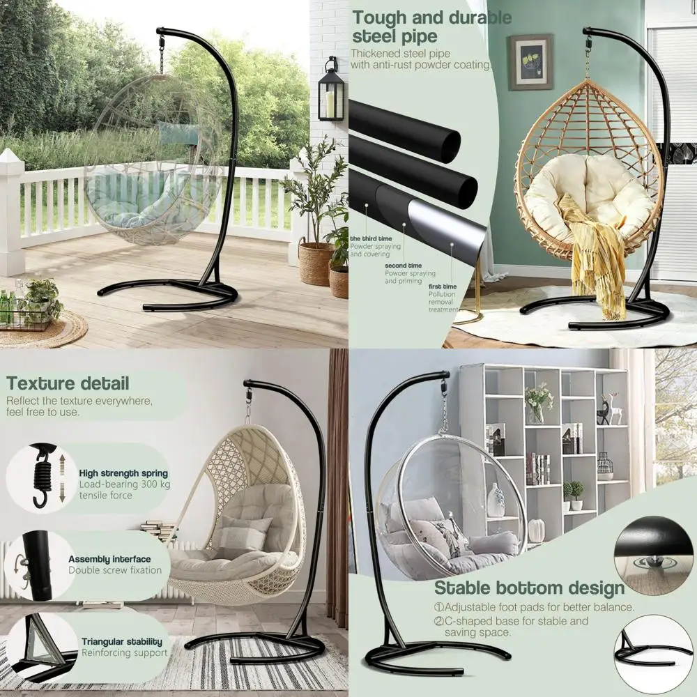 

Heavy-Duty Hammock Chair Stand Supporting Up to 300lbs with 360-Degree Swivel for Outdoor Relaxation