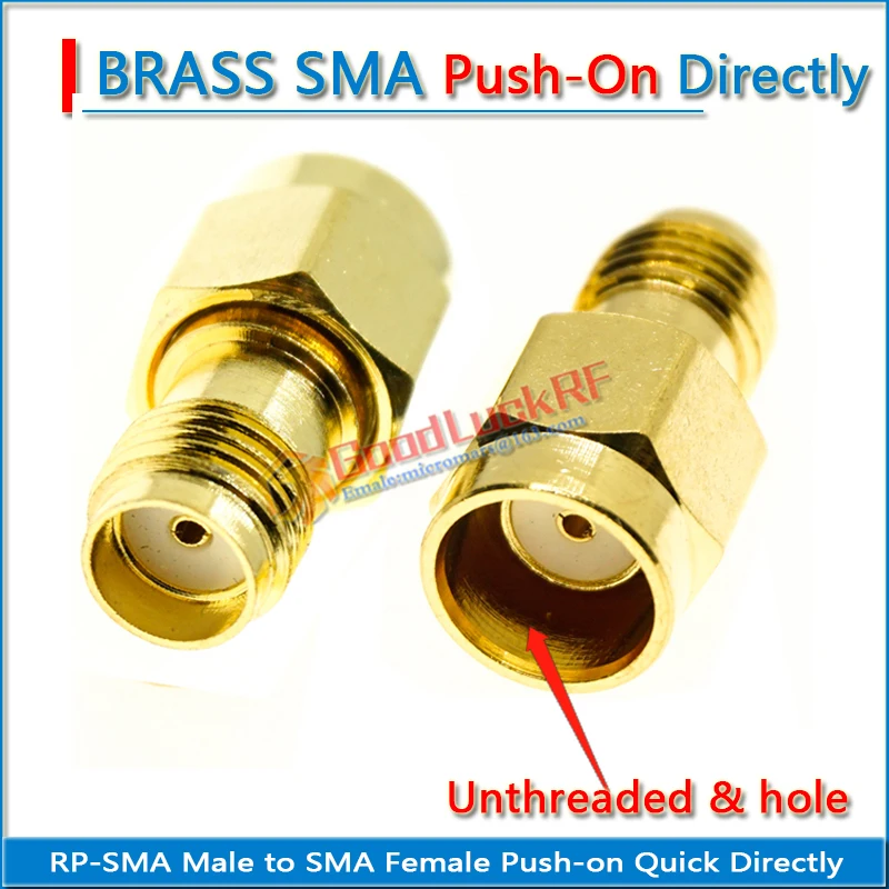 1X Pcs RPSMA RP-SMA RP SMA Male to SMA Female Push-On Quick Directly Gold Plated Brass Straight Coaxial RF Connector Adapters