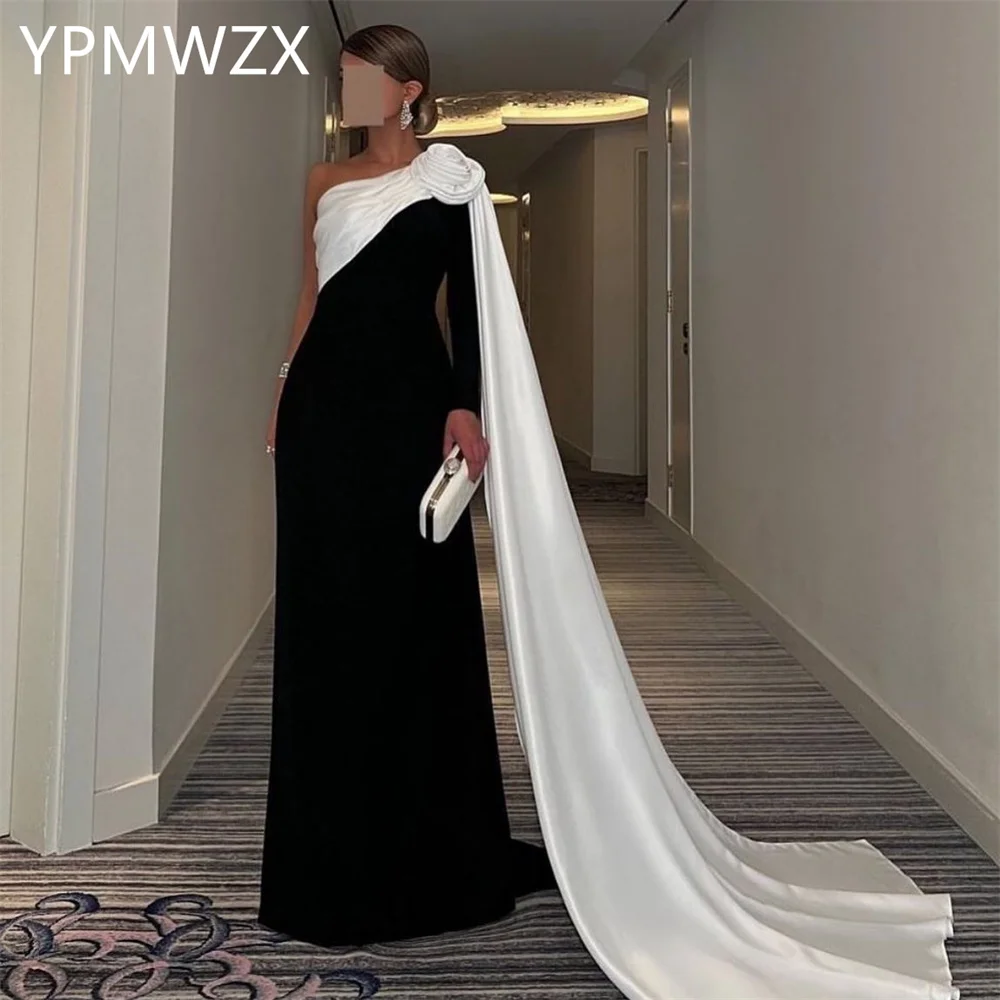 

Customized Prom Gown Formal Women Party Occasion YPMWZX One-shoulder Column Floor Length Skirts Stole Bespoke Dresses E