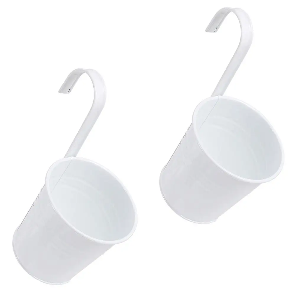 

2Pcs Hook Iron Flowerpot Durable Tin Bucket Detachable Hanging Home Balcony Garden Storage Plant Pots Container