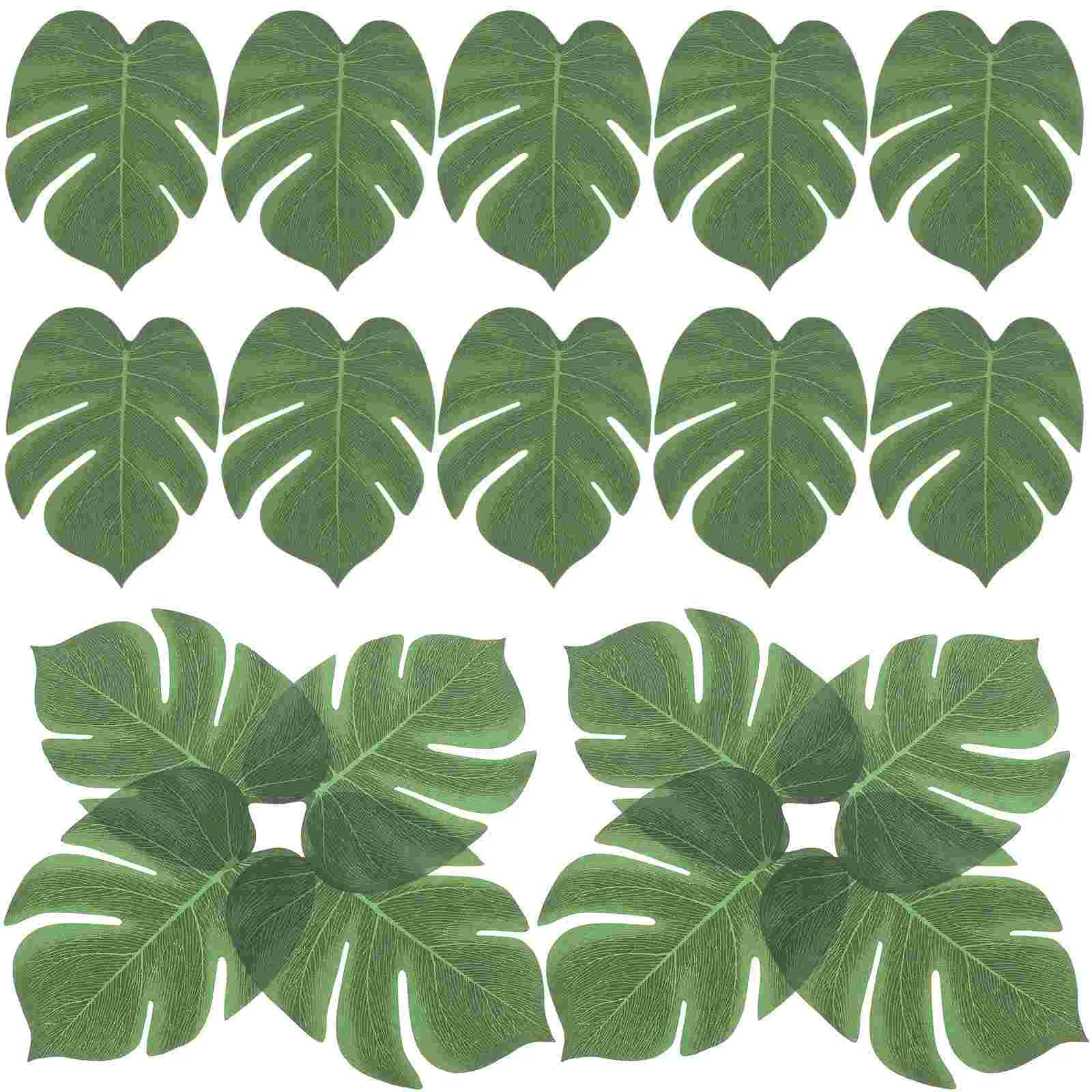 60 Pcs Hawaiian Party Table Decoration Leaf Accessories Faux Leaves Placemats Medium Artificial Monstera Iron Wire Simulated