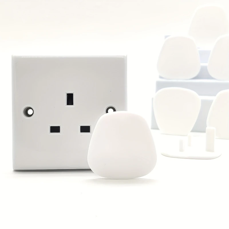 6pcs Pear Shaped British Style Protective Socket Covers, Power Plug Protective Covers, White Housewarming, Child Protection Gift
