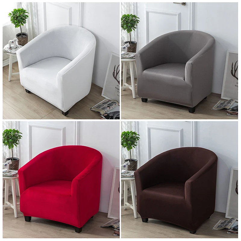 Solid Color Washable Single Sofa Cover Club Elastic Relax Armchair Protector Cover Spandex Bath Tub Club Living Room Home Hotel